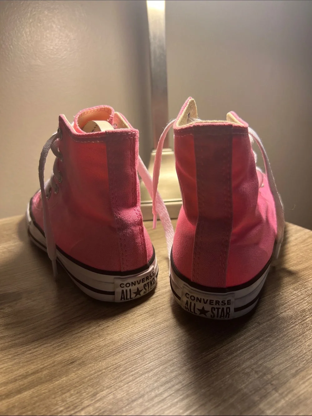 Converse Pink High-Top Canvas Sneakers with White Laces